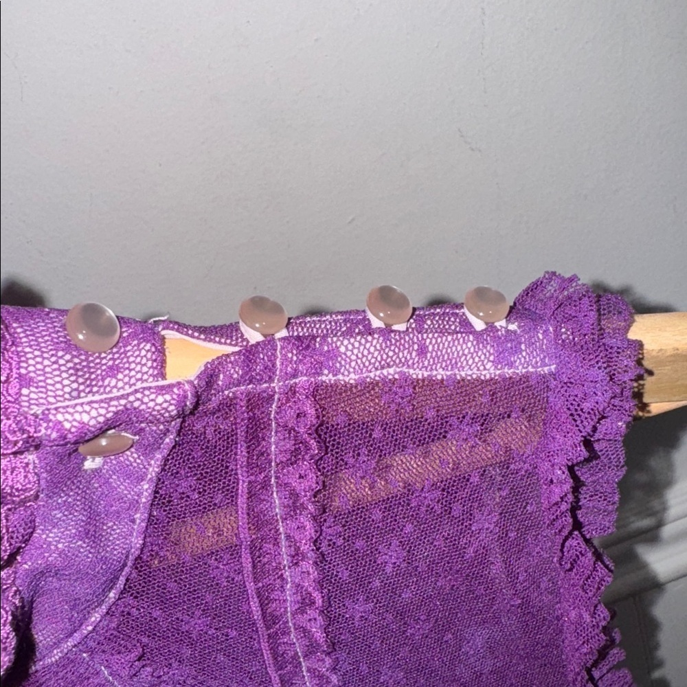 Free people tunic lace purple faded burn out dyed ruffled dark academia grunge - Picture 5 of 6